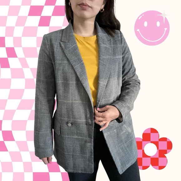 H&M Jackets & Blazers - Blazer jacket black & gray double-breasted (oversized)